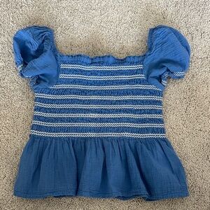 Polo by Ralph Lauren Blue Smocked Peplum Top - Girls